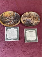 2 Decorative White Tail Deer Plates