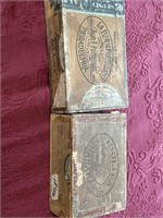 Set of 2 Vintage Wooden Cigar Boxes