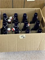 Set of 12 Blue Beer Bottles with Caps