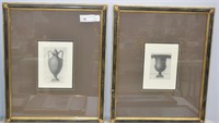2pcs Vintage Vase Plate Framed Prints