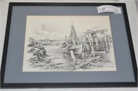 Jas F Murray "Harbor View" Framed Print