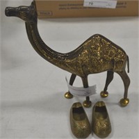 India Brass 10" Camel & Pair of Shoes