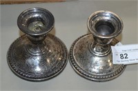 Pair Sterling Silver Weight Candle Stick Holders