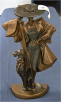 20" Vintage Woman With Dog Statue