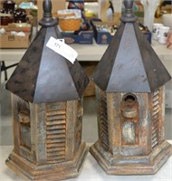 Matched Pair 22" Post Top Bird Houses