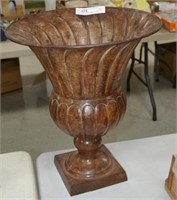 19" Tall x 15" Diameter Metal Antiqued Vase