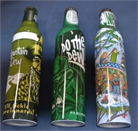 3pcs Mountain Dew Art Glass Bottles Full