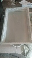 White distressed picture frame serving tray with