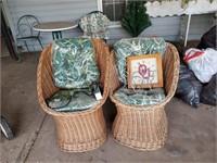 2 - Wicker Crescent Chairs