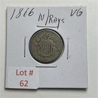 1866 U.S. Shield Nickel with Rays