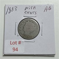 1883 Liberty Head Nickel with Cents