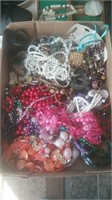 Large flat of costume jewelry many necklaces