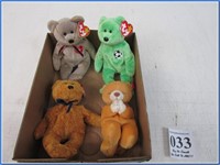 4 TY BEANIE BABY BEARS WITH TAGS