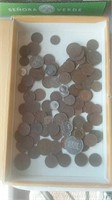 Factory smokers cigar box of foreign coins and