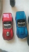 Pair of diecast Corvette Convertibles a blue and
