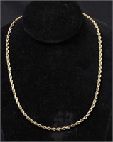 NEW 14kt YELLOW-GOLD 20" HOLLOW ROPE NECKLACE