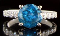 14kt Gold 3.41 ct Round Fancy Blue Diamond Ring