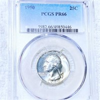 1950 Washington Silver Quarter PCGS - PR66