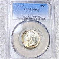 1934-D Washington Silver Quarter PCGS - MS62
