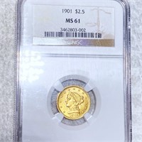 1901 $2.50 Gold Quarter Eagle NGC - MS61