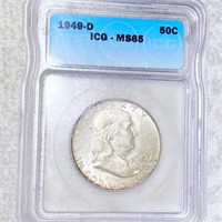 1949-D Franklin Half Dollar ICG - MS65