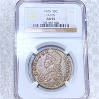 1826 Capped Bust Half Dollar NGC - AU55 O-105