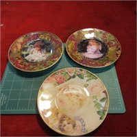 (3)Hand painted Little angels plates. Marie