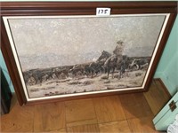 R. Powell Vintage Oil Painting (Cowboy / Snow)