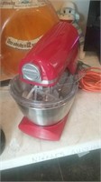 Red Farberware heavy-duty stand mixer