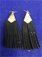 Silvertone and Leather Earrings