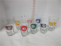 SET OF 8 RETRO BILLARD POOL BALL TUMBLERS