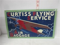 METAL CURTISS FLYING SERVICE EMBOSSED SIGN