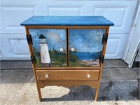 Hand painted lighthouse cabinet