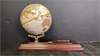 Desk Wood Pen Holder w/ Mini Globe