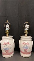 2 lamps ceramic white and pink