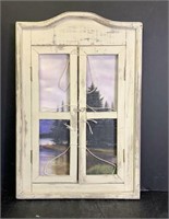 Lake Painting through window Wood Frame