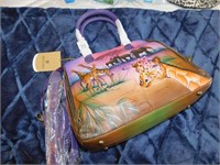 ANSUSCHKA HAND PAINTED PURSE COMES WITH STRAP NEW