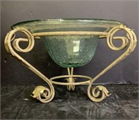 Decorative Glass Bowl on Metal Stand