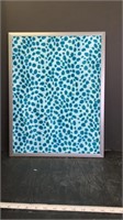 Framed Blue/White Cheetah Print Fabric