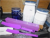 LARGE & SMALL SQUEEGEE SCRAPER SET AND CANISTERS