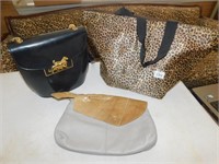 LEOPARD BAG, GRAY CLUTCH, AND BRAND NEW BLACK