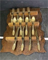 Wood Silverware Wall Rack & Silverware Set