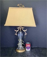 Glass Lamp w/ Tan Square Shade