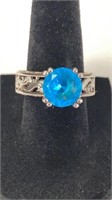 Sterling Silver Size 7 Ring w/ Blue Gem