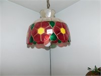 FLORAL HANGING LAMP WITH RED AND YELLOW FLOWERS