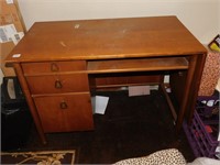 SMALL DESK WITH 3 DRAWERS AND SHELF, DROPSIDE AND
