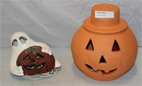 2 CLAY/CERAMIC HALLOWEEN DECORATIONS