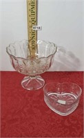 Crystal Punch Bowl & Heart Shaped Glass Piece