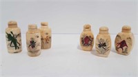 6 ASIAN MARBLE SNUFF BOTTLES