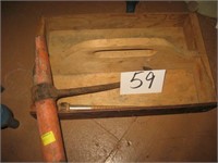 WOODEN TOOL BOX, MEAT HOOK
